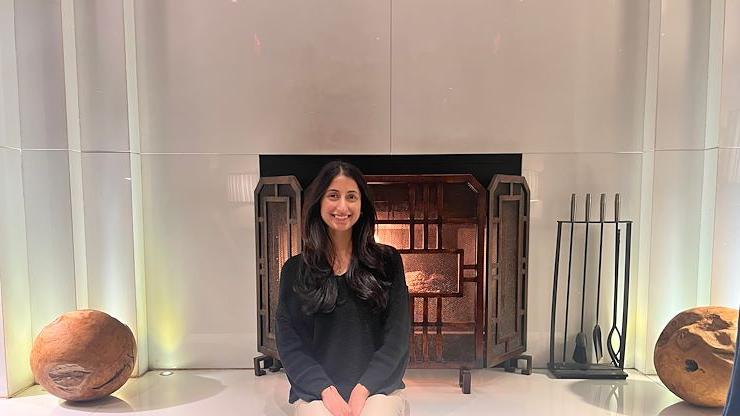 Simmy Ramchandani sits inside the Kimpton Hotel Palomar Philadelphia where she interned as a Tourism and Hospitality Management student